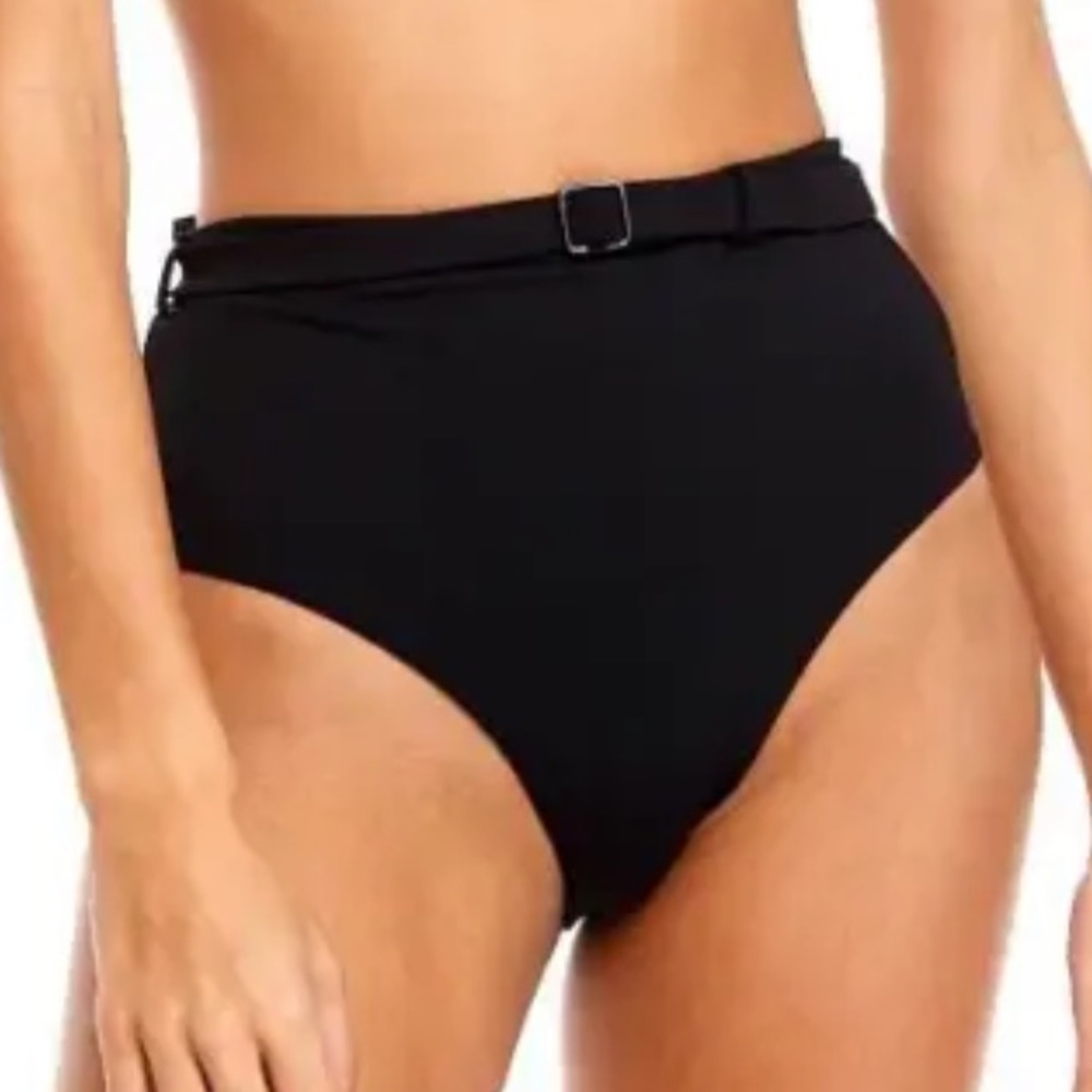 Agua Bendita Alicia Shade Black Belted Bikini Bottom Size: XL New